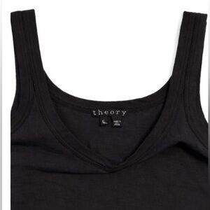 Theory Black Scoop Neck Stretch Cotton Tank | Size L